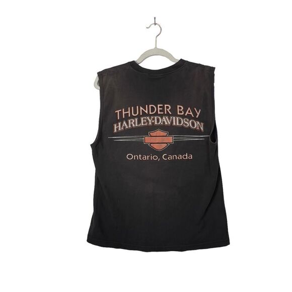 Vintage Harley-Davidson thunder bay Canada Mens faded medium tank top - Picture 4 of 16